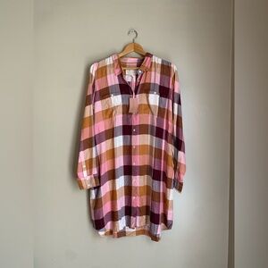 Evy’s tree long plaid button down shirt dress tunic “the josephine” size 1x